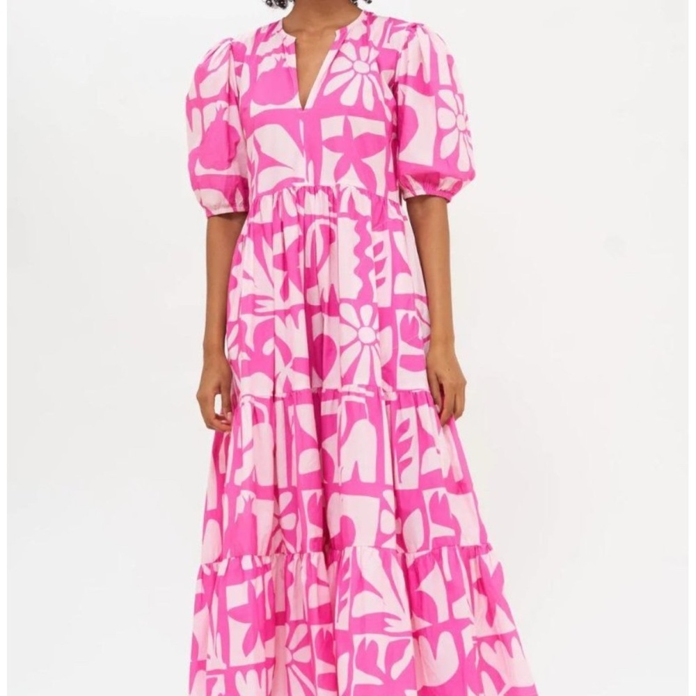 Oliphant Pink and White Floral Maxi Dress